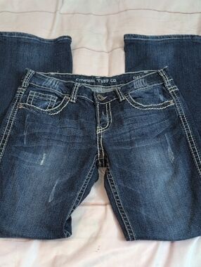 Cowgirl Tuff Women's DFMI Cream Dark Wash Indigo Bootcut Jeans 29 Extra Long